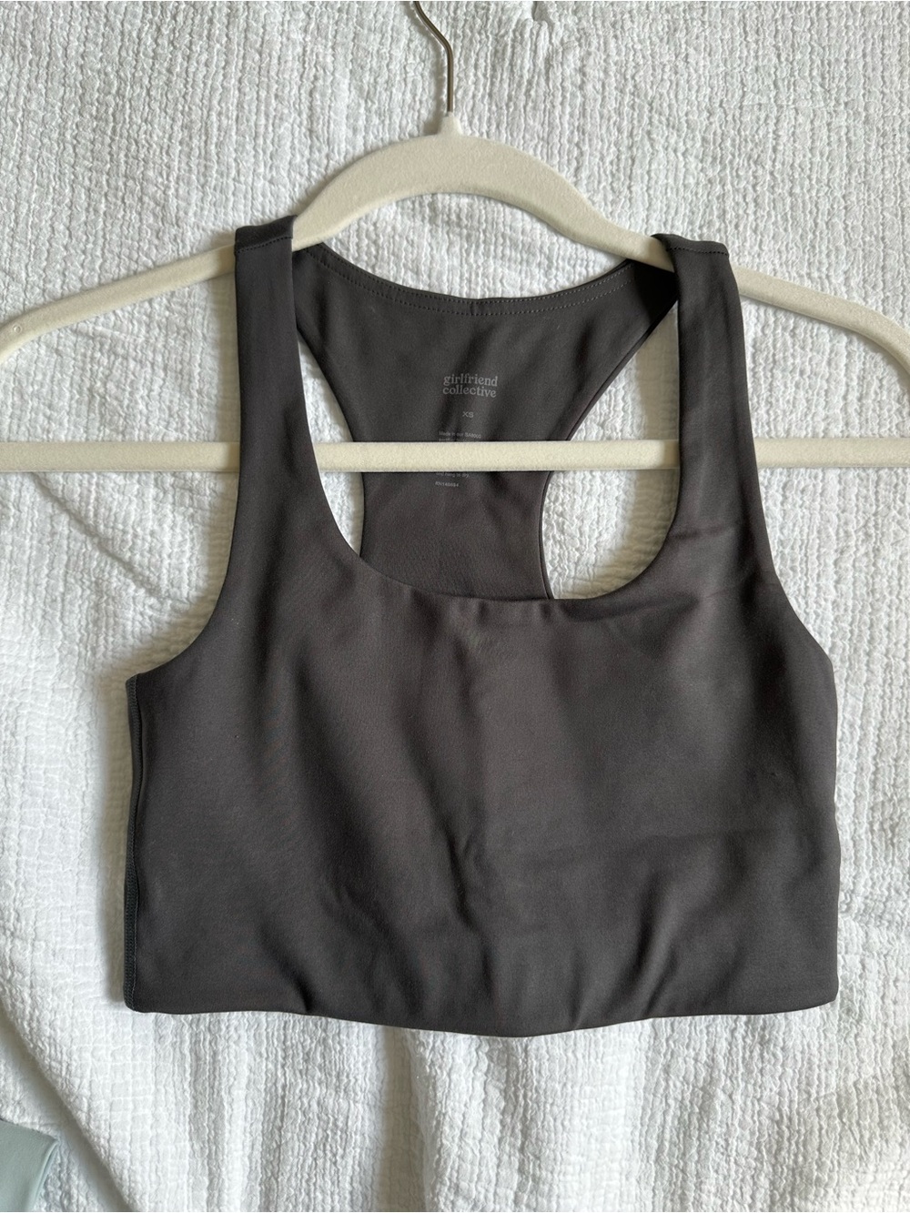 girlfriend collective Skyline Paloma Racerback Bra in Charcoal Grey